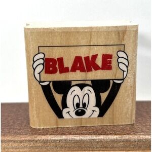 Name BLAKE Disney Mickey‎ Mouse Paper Company Wood Rubber Stamp, Unused